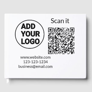 Simple minimal q r code add logo scan code name we guest book