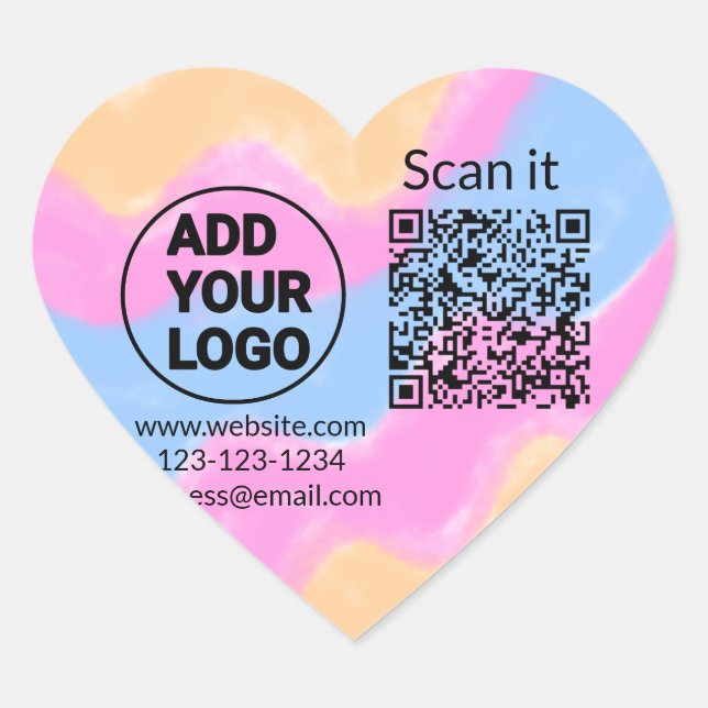 Simple minimal q r code add logo scan code name we heart sticker (Front)