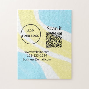 Simple minimal q r code add logo scan code name we jigsaw puzzle