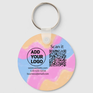 Simple minimal q r code add logo scan code name we key ring