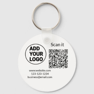 Simple minimal q r code add logo scan code name we key ring