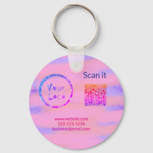 Simple minimal q r code add logo scan code name we key ring