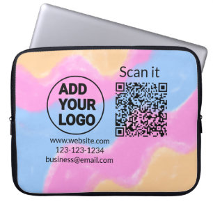 Simple minimal q r code add logo scan code name we laptop sleeve