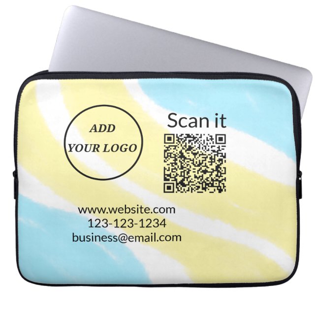 Simple minimal q r code add logo scan code name we laptop sleeve (Front)