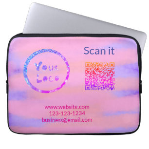Simple minimal q r code add logo scan code name we laptop sleeve