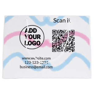 Simple minimal q r code add logo scan code name we large gift bag