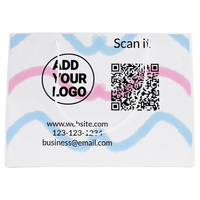 Simple minimal q r code add logo scan code name we large gift bag (Front)