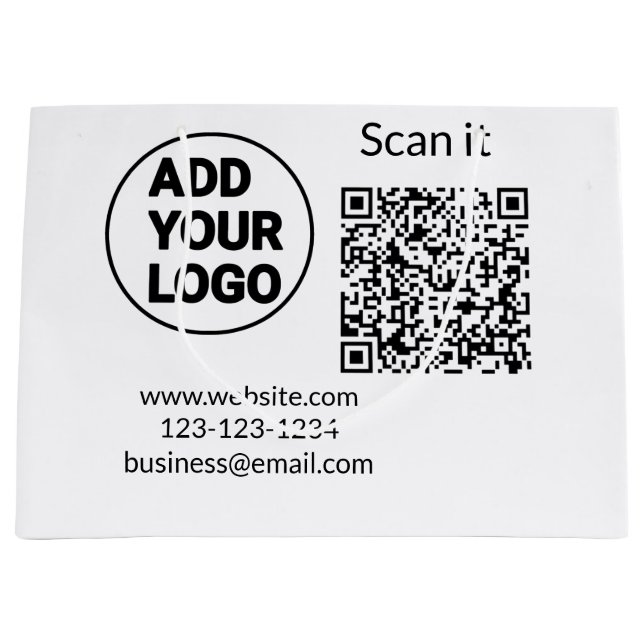 Simple minimal q r code add logo scan code name we large gift bag (Front)