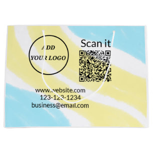 Simple minimal q r code add logo scan code name we large gift bag