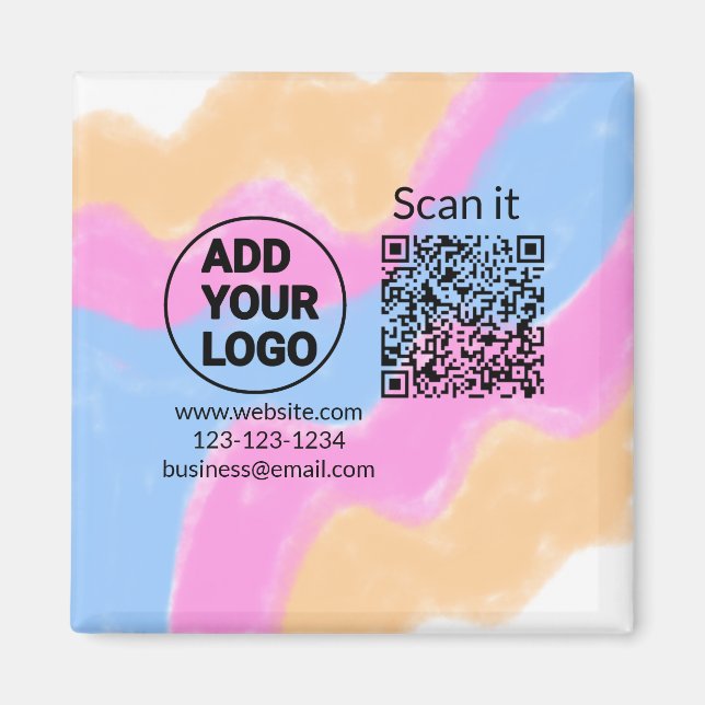 Simple minimal q r code add logo scan code name we magnet (Front)