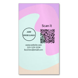 Simple minimal q r code add logo scan code name we Magnetic business card