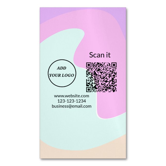 Simple minimal q r code add logo scan code name we 	Magnetic business card (Front Vertical)