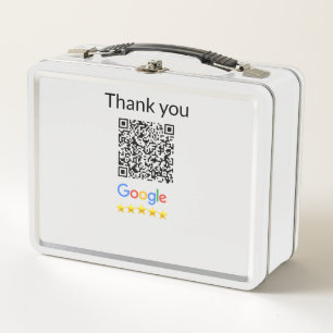 Simple minimal q r code add logo scan code name we metal lunch box