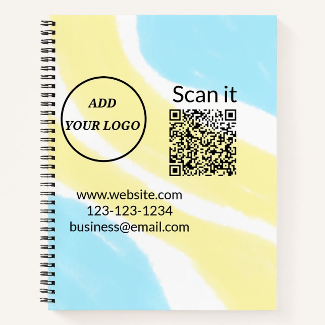 Simple minimal q r code add logo scan code name we notebook (Front)