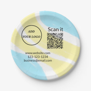 Simple minimal q r code add logo scan code name we paper plate