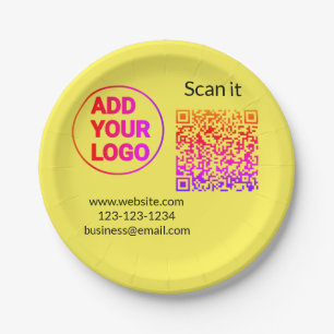 Simple minimal q r code add logo scan code name we paper plate
