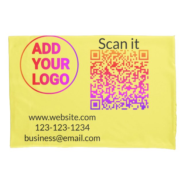 Simple minimal q r code add logo scan code name we pillowcase (Front)