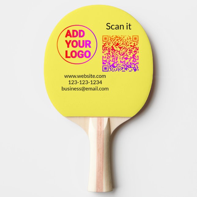 Simple minimal q r code add logo scan code name we ping pong paddle (Front)