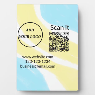 Simple minimal q r code add logo scan code name we plaque