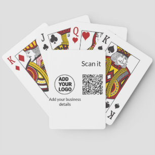 Simple minimal q r code add logo scan code name we playing cards