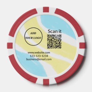 Simple minimal q r code add logo scan code name we poker chips