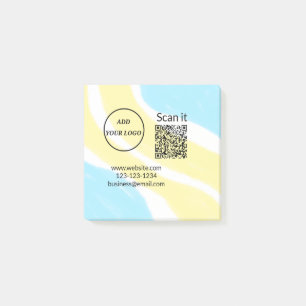 Simple minimal q r code add logo scan code name we post-it notes