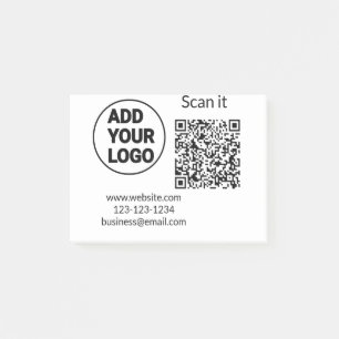 Simple minimal q r code add logo scan code name we post-it notes