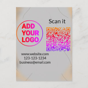 Simple minimal q r code add logo scan code name we postcard