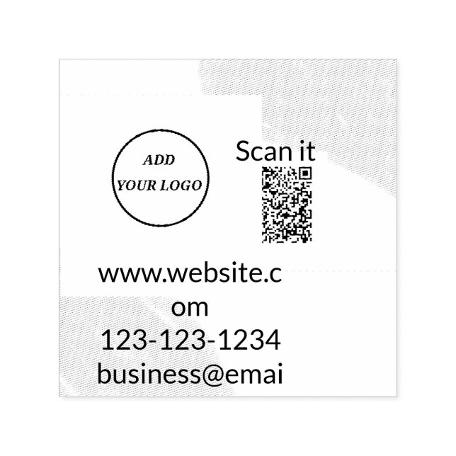 Simple minimal q r code add logo scan code name we self-inking stamp (Design)