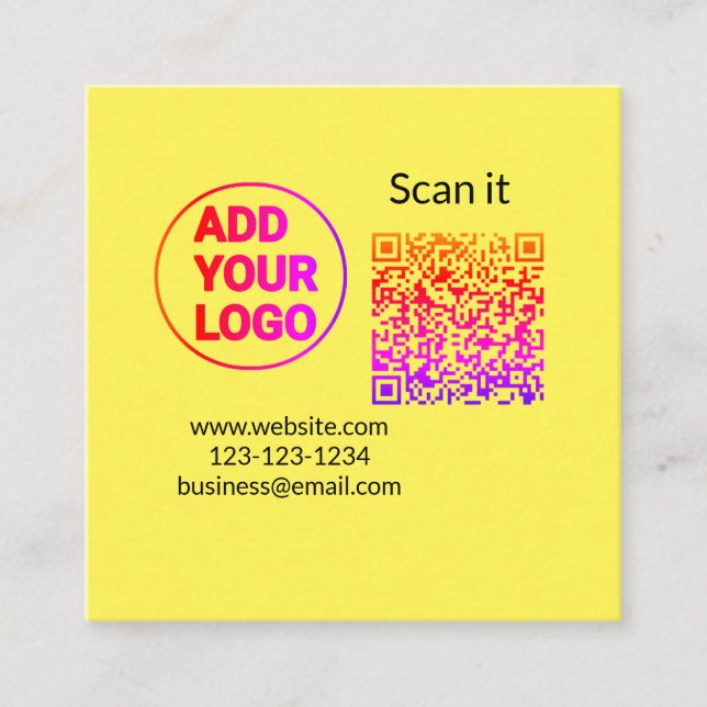 Simple minimal q r code add logo scan code name we square business card (Front)