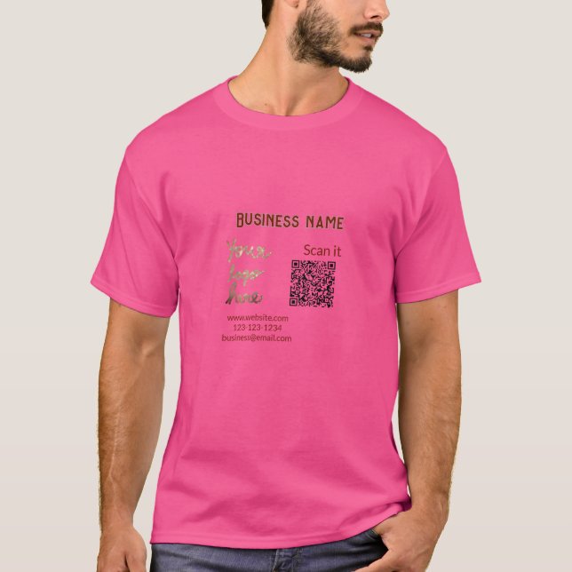 Simple minimal q r code add logo scan code name we T-Shirt (Front)