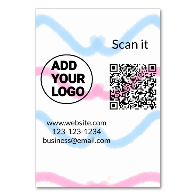 Simple minimal q r code add logo scan code name we table number (Front)