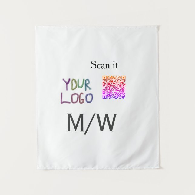 Simple minimal q r code add logo scan code name we tapestry (Front)