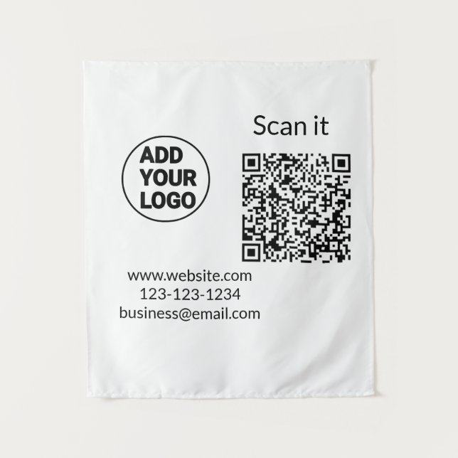 Simple minimal q r code add logo scan code name we tapestry (Front)