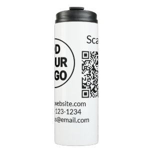 Simple minimal q r code add logo scan code name we thermal tumbler