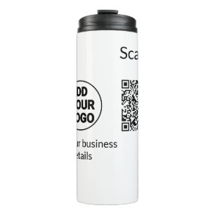 Simple minimal q r code add logo scan code name we thermal tumbler