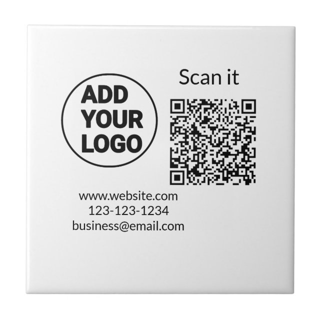 Simple minimal q r code add logo scan code name we tile (Front)