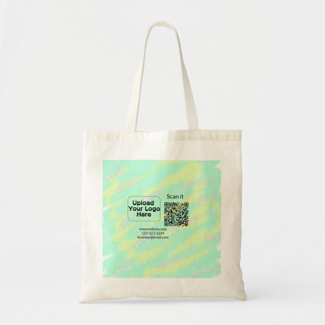 Simple minimal q r code add logo scan code name we tote bag (Front)