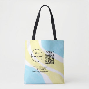 Simple minimal q r code add logo scan code name we tote bag