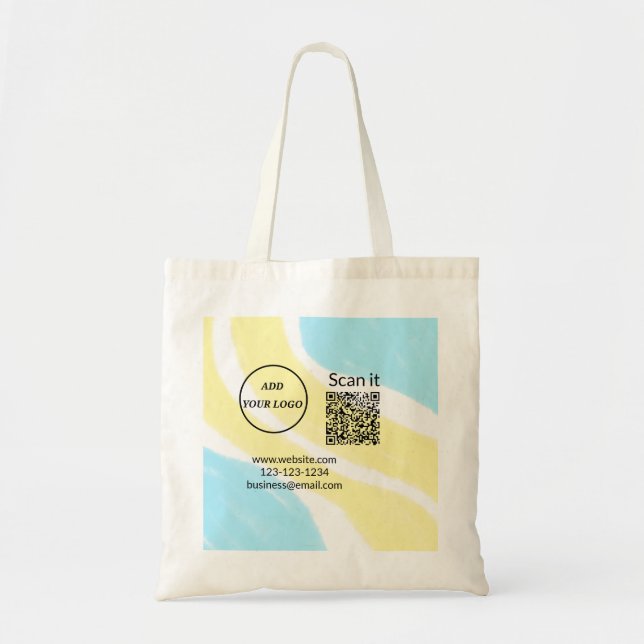 Simple minimal q r code add logo scan code name we tote bag (Front)