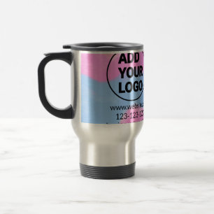 Simple minimal q r code add logo scan code name we travel mug