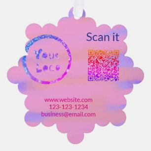 Simple minimal q r code add logo scan code name we tree decoration card
