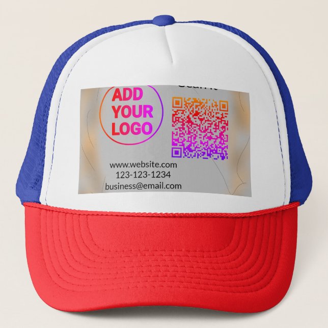 Simple minimal q r code add logo scan code name we trucker hat (Front)