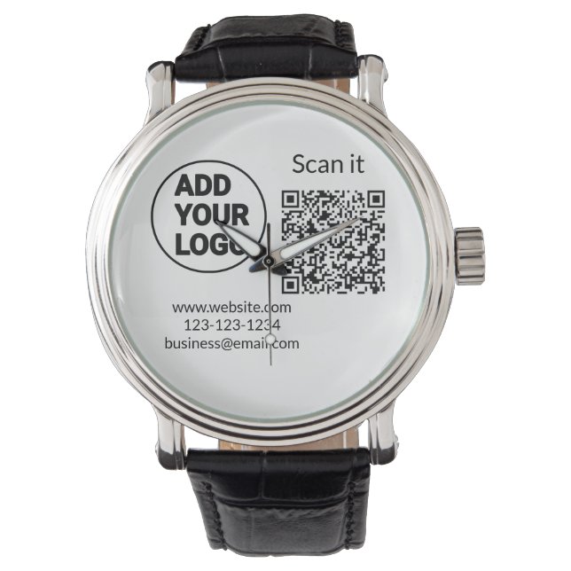 Simple minimal q r code add logo scan code name we watch (Front)