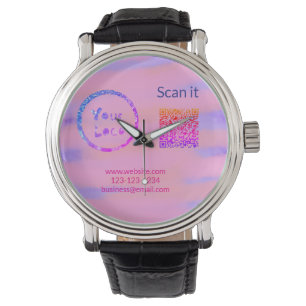 Simple minimal q r code add logo scan code name we watch