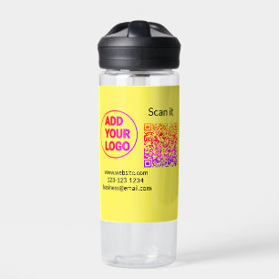 Simple minimal q r code add logo scan code name we water bottle