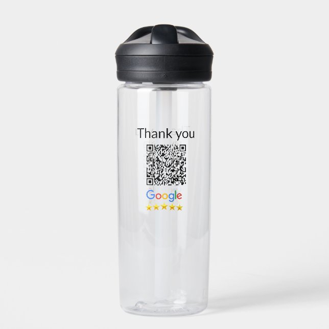 Simple minimal q r code add logo scan code name we water bottle (Front)