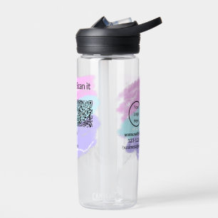 Simple minimal q r code add logo scan code name we water bottle