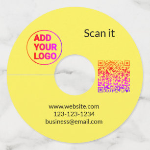 Simple minimal q r code add logo scan code name we wine glass tag