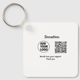 Simple minimal q r code add logo social-media text key ring